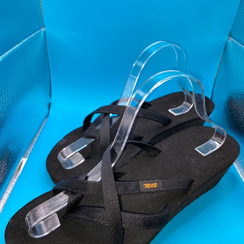 TEVA Women's MUSH MANDALYN WEDGE OLA 2 Sandals Black Size 11 US/42 EU